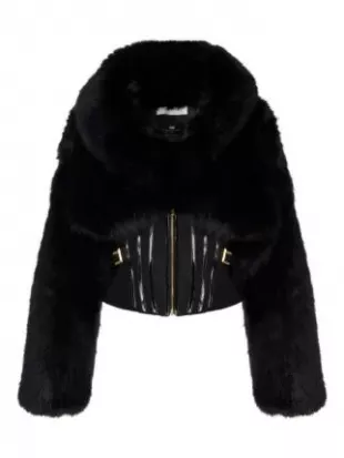 Fur-effect Corset Jacket