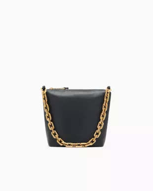 Leather Small Hobo Bag with Chain