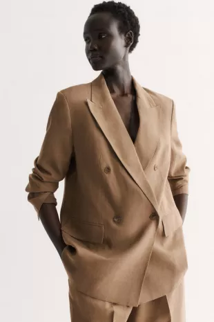 Double-breasted Linen-blend Blazer