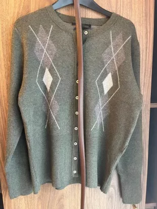 Diamonnd Knit Cardigan with Belt