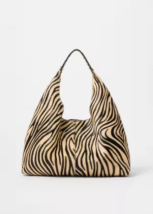 Zebra-Print Leather Tote