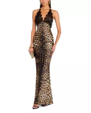 Rainey Lace Leopard Print Maxi Dress