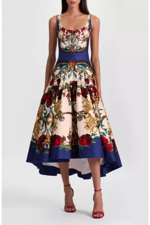 Diana Print High-Low Midi Dress