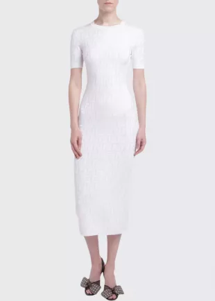 Logo-Jacquard 1/2-Sleeve Bodycon Dress