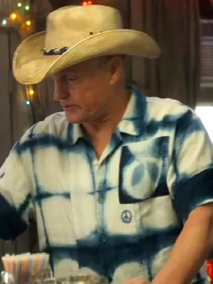 Brothers S01 Woody Harrelson Blue Tie-Dye Print White Shirt