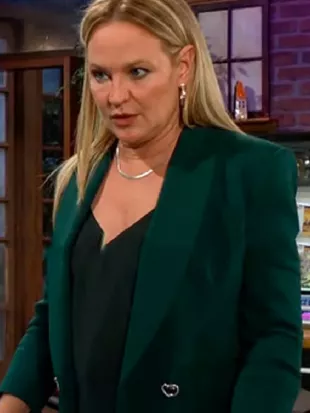 Y&R 2026 Sharon Newman Dark Green Blazer