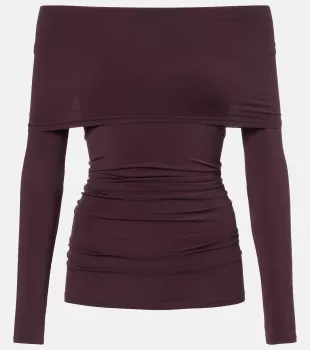 Ruched Semi Sheer Off Shoulder Top