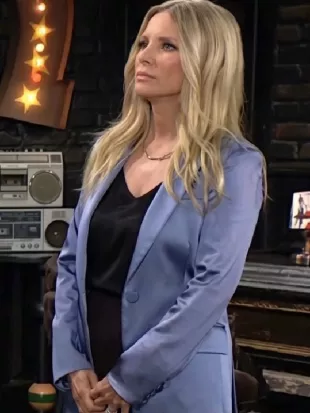 The Young And The Restless 2026 Lauralee Bell Blue Satin Blazer