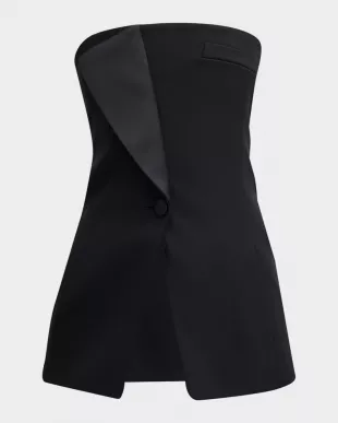 Strapless Satin Lapel Tuxedo Top