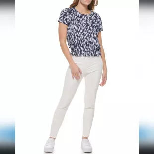 Short Sleeve Smocked Waistband Printed