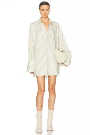 Pinstripe Poplin Oversized Shirt