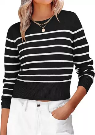 Women’s Long Sleeve Cropped Crew Neck Fall Sweaters