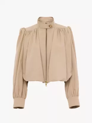 Cotton Canvas Gathered Boule Jacket