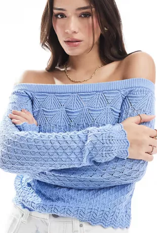 Off The Shoulder Crochet Sweater