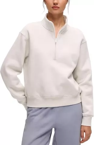 Cotton Fleece Lined Half Zip Sweatshirt