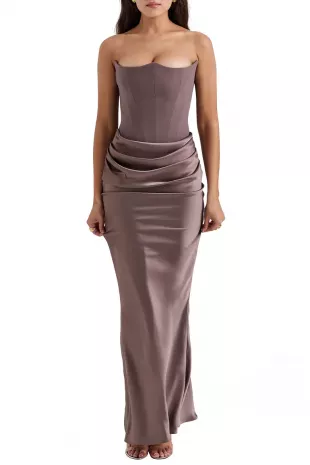 Persephone Strapless Satin Corset Cocktail Dress