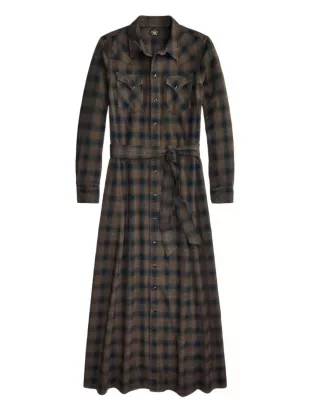 Plaid tTie-waist Midi Dress