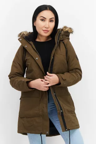 Long Sleeves Plain Hooded Parka Jacket