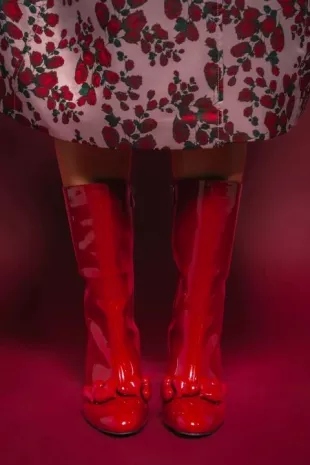 Fedele Red Patent Heart Embellished Bootie