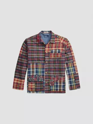 Madras Topstiched Patchwork Cotton Shirt