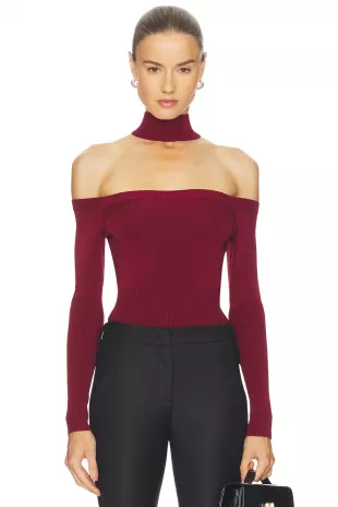 Lila Cold Shoulder Top in Oxblood