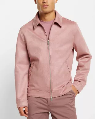 Pink Faux Suede Zip Jacket