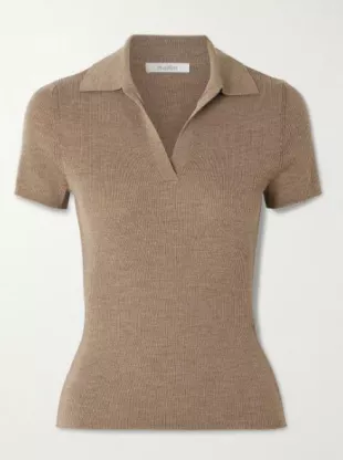 Ribbed Wool Polo Shirt