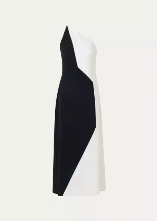 High Plains Colorblock Crepe One-Shoulder Dress