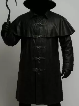 Steampunk Fisherman Halloween Cosplay Black Leather Coat