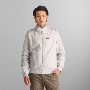 Men's Classic Iconic Racer Bomber Jacket  Light Grey Small
