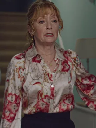 Marble Hall Murders S01 Lesley Manville Printed Silk Blouse