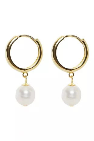 Freshwater Pearl Drop Huggie Hoop Earrings
