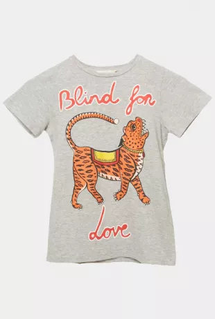Grey Blind For Love Print Jersey T Shirt