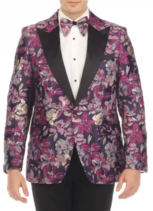 Men's Drake Purple Peak Lapel Tuxedo 1 Button 2 Vent Slim Fit Blazer