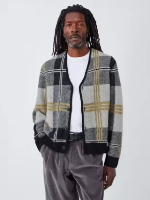 Wool Blend Check V-Neck Jumper