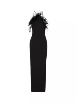 Feather-trimmed Gown