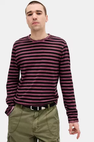 Red Stripe Grunge Long Sleeve T-Shirt