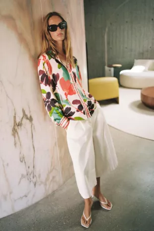 Floral Print Satin Shirt
