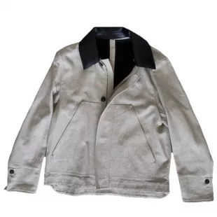 Contrasting-collar Linen Jacket