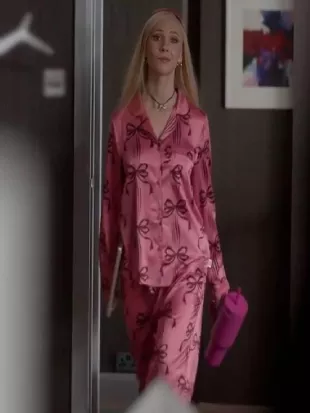 Juno Temple Ted Lasso S04 Pink Bow Print Pajamas