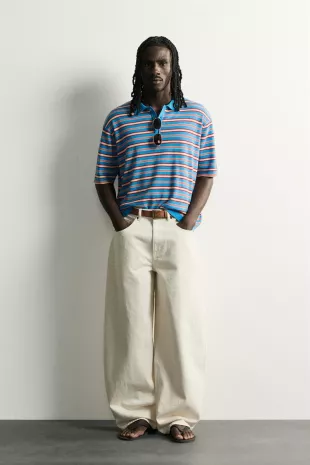 Striped Jacquard Knit Polo