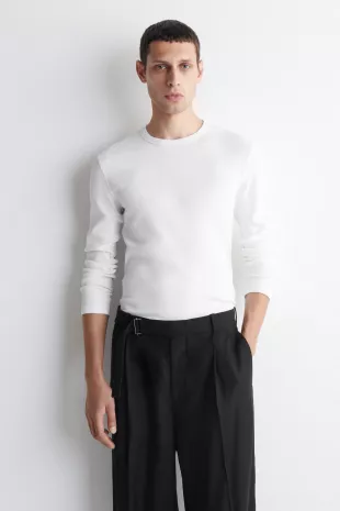 Slim Ribbed Cotton Long-Sleeved T-shirt