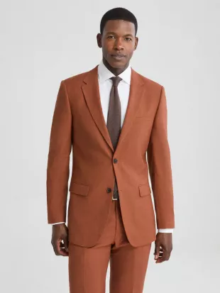 Linen-Look Terracotta Suit Jacket