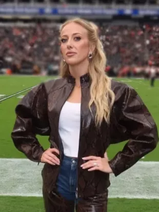 Brittany Mahomes Snake Print Leather Jacket