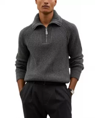 Half Zip Cashmere Funnel Sweater