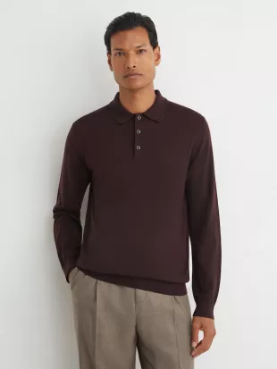 Merino Wool Long-Sleeve Polo Shirt