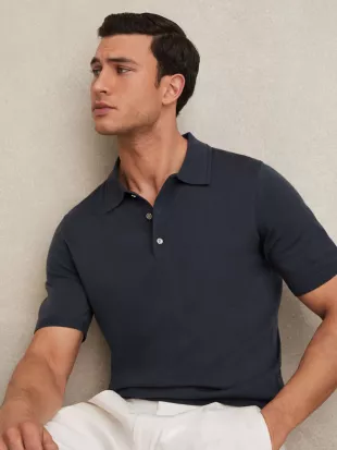 Merino Wool Short-Sleeve Polo Shirt