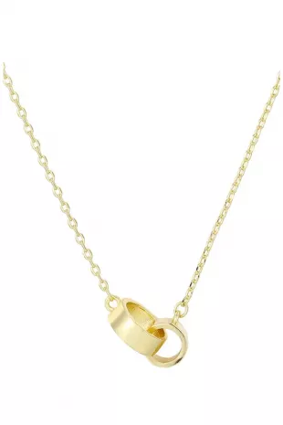 Interlocking Ring 18k Gold Plated Pendant Necklace