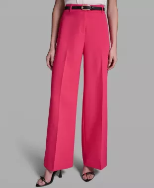 Belted Wide-Leg Pants - Sunset Rose