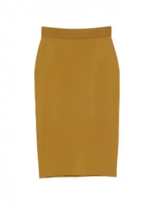 Knee-length Fitted Pencil Skirt with Shaping Details